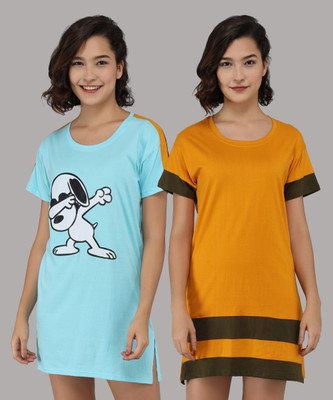 Christy World Colorblock Women Round Neck Light Blue, Yellow, Black T-Shirt