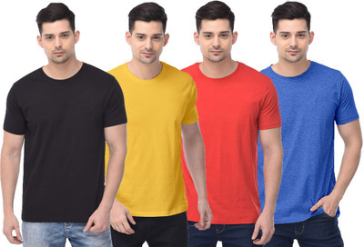 COLOR CAPITAL Solid Men Round Neck Black, Yellow, Red, Blue T-Shirt