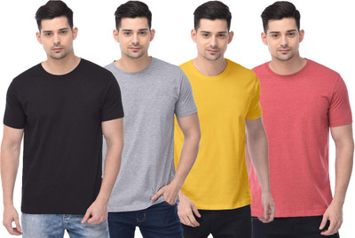 COLOR CAPITAL Solid Men Round Neck Black, Grey, Yellow, Red T-Shirt