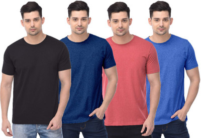 COLOR CAPITAL Solid Men Round Neck Black, Dark Blue, Red, Blue T-Shirt