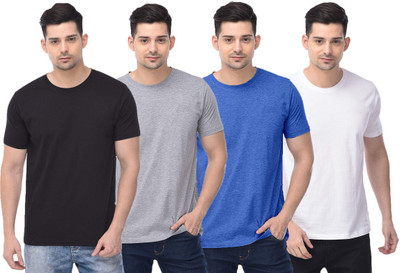 COLOR CAPITAL Solid Men Round Neck Black, Grey, Blue, White T-Shirt