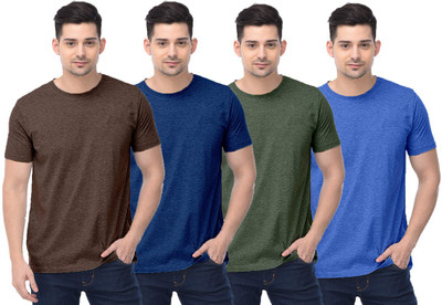 COLOR CAPITAL Solid Men Round Neck Brown, Dark Blue, Green, Blue T-Shirt