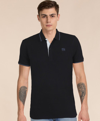 Pepe Jeans Solid Men Polo Neck Black T-Shirt