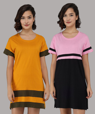Christy World Colorblock Women Round Neck Multicolor T-Shirt