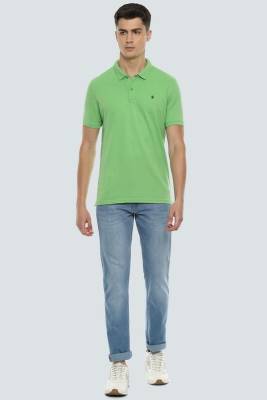 Louis Philippe Solid Men Polo Neck Green T-Shirt - Buy Louis