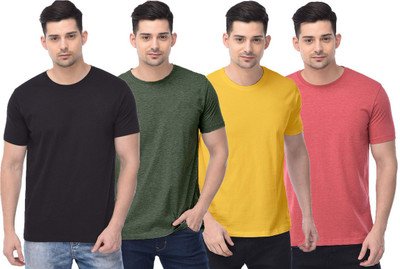 COLOR CAPITAL Solid Men Round Neck Black, Green, Yellow, Red T-Shirt
