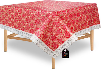 Stylista Self Design 2 Seater Table Cover(Maroon, PVC)