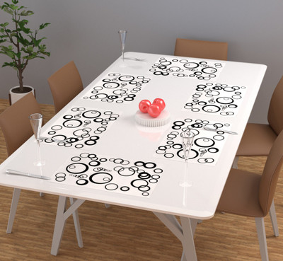 FRC Decor Rectangular Pack of 6 Table Placemat(Black, PVC)