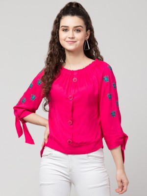 Amarcom Casual Printed Women Pink Top