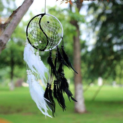 new lucky Dream Catcher, Wall Hangings, Crafts, Home Décor, Balcony, Garden Feather Dream Catcher(25 inch, White, Black)