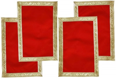 B craft Pooja Chowki Aasan/ 12 Inch X10 Inch (Pack of 4) Chowki Kapda For Pooja velvet Cloth Altar Cloth(Pack of 4)