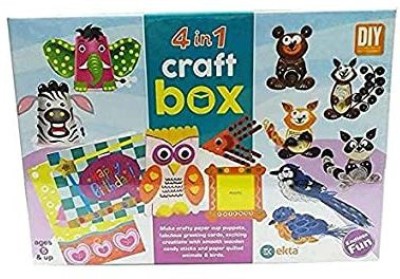 SABIRAT Premium 4 In 1 Craft DIY Kit Paper Quilling/Candy Crafts/Greeting | Cards/Puppets Paper Creative Designs | Craft Kit for Kids