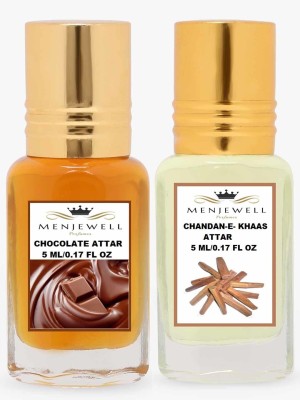 Menjewell Combo Pack Of 2PCs Attar(Chocolate 5ML,Chandan-E-Kkaas 5ML)Attar Perfume Floral Attar(Sandalwood, Chocolate)