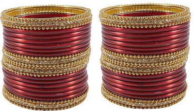 Suhagan Glass Zircon Bangle Set(Pack of 10)