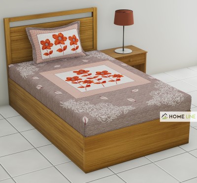 Homeline 150 TC Cotton Single Floral Flat Bedsheet(Pack of 1, INDIGO)