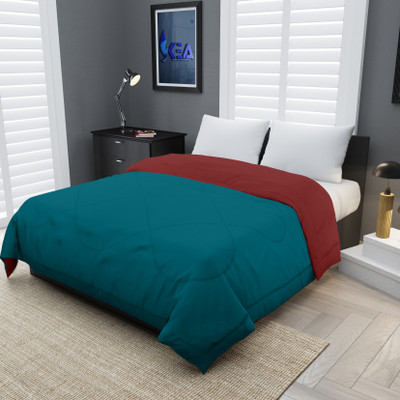 KEA Solid Single Comforter for  Mild Winter(Microfiber, Maroon-Cyan)