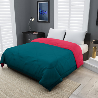 KEA Solid Single Comforter for  Mild Winter(Microfiber, Pink-Cyan)