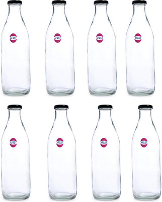 AFAST 1000 ml Glass Bottle(Pack of 8, Clear)