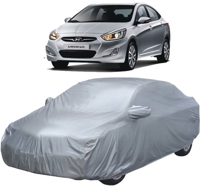 UK Blue Car Cover For Hyundai Fluidic Verna (With Mirror Pockets)(Silver, For 2011, 2012, 2013, 2014, 2015, 2016 Models)