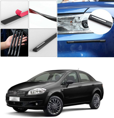 PECUNIA Plastic Car Door Guard(Black, Silver, Pack of 4, Fiat, Linea)