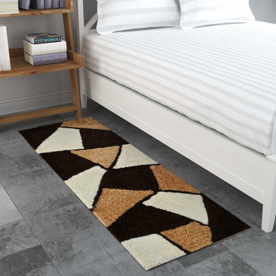 ROSSLYN Brown, Beige Polyester Runner(2 ft,  X 5 ft, Rectangle)