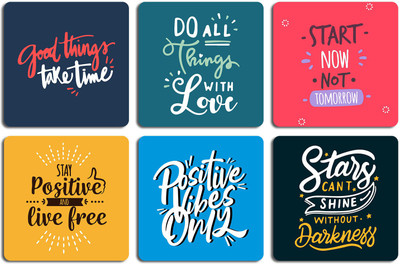 ARTBUG Square Medium Density Fibreboard Coaster Set(Pack of 6)