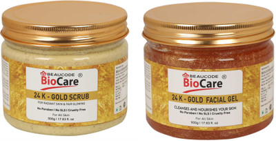 BEAUCODE BioCare 24K-Gold Face and Body Scrub and Gel Pack of-2 (500g)(2 Items in the set)