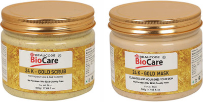 BEAUCODE BioCare 24K-Gold Face and Body Scrub and Mask Pack of-2 (500g)(2 Items in the set)