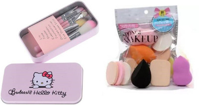 Butees18 Hello Kitty Makeup Brush Set 7Pc Makeup Mini Brush Kit +Makeup Sponge Puff Pack - Soft Set of 6(6 Items in the set) Butees18 Hello Kitty Makeup Brush Set 7Pc Makeup Mini Brush Kit +Makeup Sponge Puff Pack - Soft Set of 6(6 Items in the set)