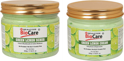 BEAUCODE BioCare Green Lemon Face and Body Scrub and Cream Pack of-2 (500g)(2 Items in the set)