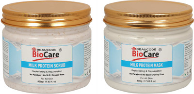 BEAUCODE BioCare Milk Protein Face and Body Mask and Scrub Pack of-2 (500g)(2 Items in the set)