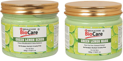 BEAUCODE BioCare Green Lemon Face and Body Scrub and Mask Pack of-2 (500g)(2 Items in the set)