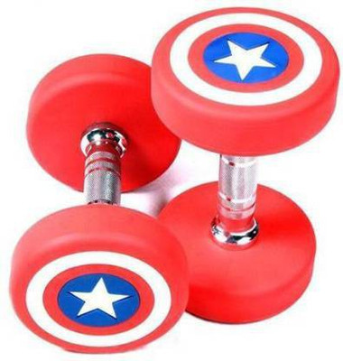 Kizlo Pair of 2.5KG * 2 Captain America Best Quality Rubber Coated Dumbbell Fixed Weight Dumbbell(5 kg)