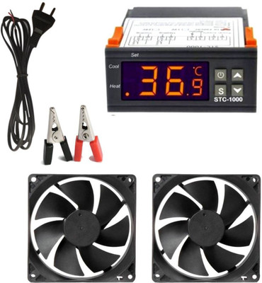 CyberSupreme STC-1000 Digital Temperature Controller 2 Pin AC Power Cord 2 Fan 1 Clip Temperature Sensor and Controller Electronic Hobby Kit