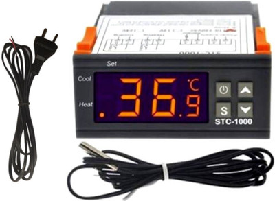 CyberSupreme STC-1000 Digital Temperature Controller 2 Pin AC Power Cord (Cable) 2 mtrs Temperature Sensor and Controller Electronic Hobby Kit