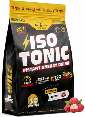 WILD BUCK Isotonic Instant Energy Drink with Glutamine, Electrolytes, BCAA For Fast Recovery Energy Drink(1 kg, Litchi Flavored)