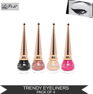 La Perla BSI Liquid Eyeliner (BLACK, COPPER, DARK PINK, GOLDEN) (Set of 4) 5.5 ml(Multicolor)