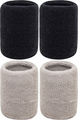Neska Moda Cotton Wrist Band Fitness Band(Black, Grey, Pack of 4)