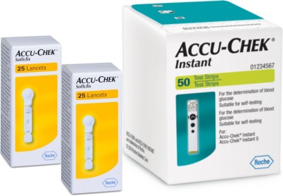ACCU-CHEK Instant 50 strips with 2 pack of Softclix Lancets 50 Glucometer Strips