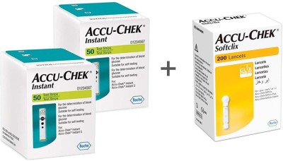 ACCU-CHEK Instant 50 test strips with 1 Softclix Lancets 100 Glucometer Strips