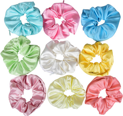 NNR SATIN SILK ZIPPER SCRUNCHIES Rubber Band(Multicolor)