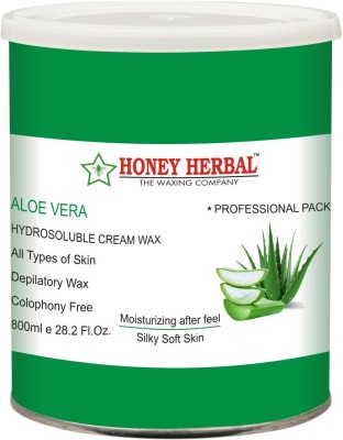 HONEY HERBAL Best Organic Alovera Hair removal wax for smooth and natural waxing with waxing good strips and stick ( Alovera 800 gm)800gm Wax(800 g)