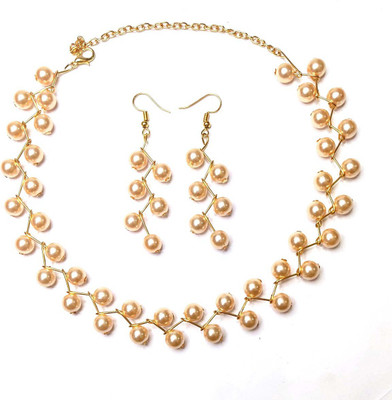 PRAGATI Alloy Beige Jewellery Set(Pack of 1)