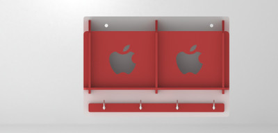 STIMULUS ACRYLIC WALL MOUNTED MOBILE STAND WITH KEY HOLDER FOR MULTIPURPOSE USE Acrylic, Brass Key Holder(4 Hooks, Red)