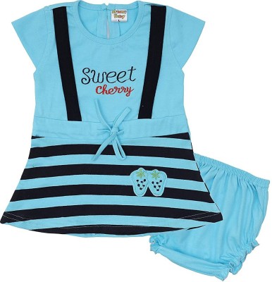 NammaBaby Baby Girls Midi/Knee Length Casual Dress(Blue, Sleeveless)