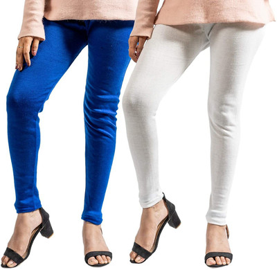 lifeneeds Churidar  Ethnic Wear Legging(White, Blue, Solid)