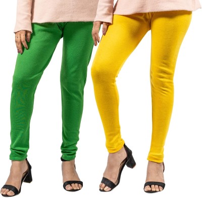 lifeneeds Churidar  Ethnic Wear Legging(Yellow, Solid)