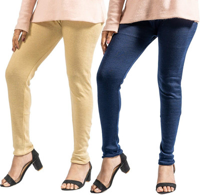 lifeneeds Churidar  Ethnic Wear Legging(Beige, Blue, Solid)