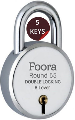 LINK O LINE ROUND 65 with 5 KEYS EACH ( PACK OF 2 ) Lock(Silver)