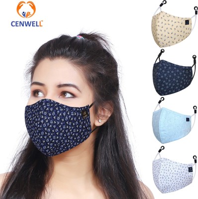CENWELL 5Pc Cotton Face Mask Nose Pin 6 Layer Fabric N95 Reusable Mask for Women Men DESIGNER PRINTED MASK Reusable, Washable Cloth Mask With Melt Blown Fabric Layer(Multicolor, Free Size, Pack of 5)